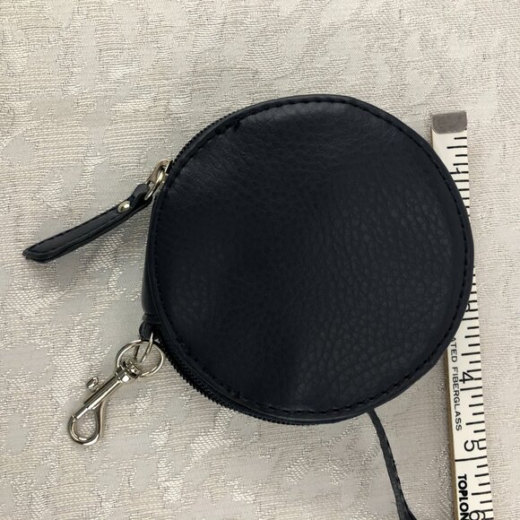 Tyler Rodan Round Navy Blue Faux Leather Zippered Coin Pouch with Unicorn Charm - Picture 10 of 15